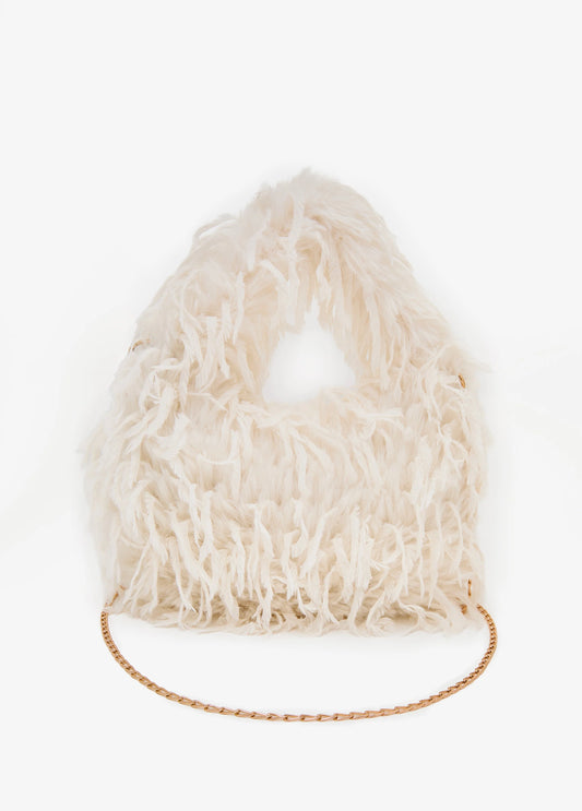 Faux Fur And Feather Bag