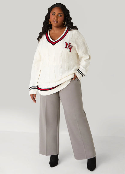 Ponte Pull On Wide Leg Pants