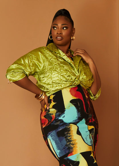 Crinkled Satin Shirt