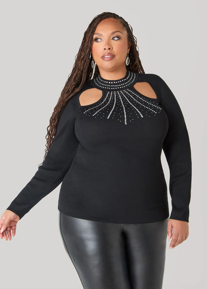 Cutout Crystal Sweater