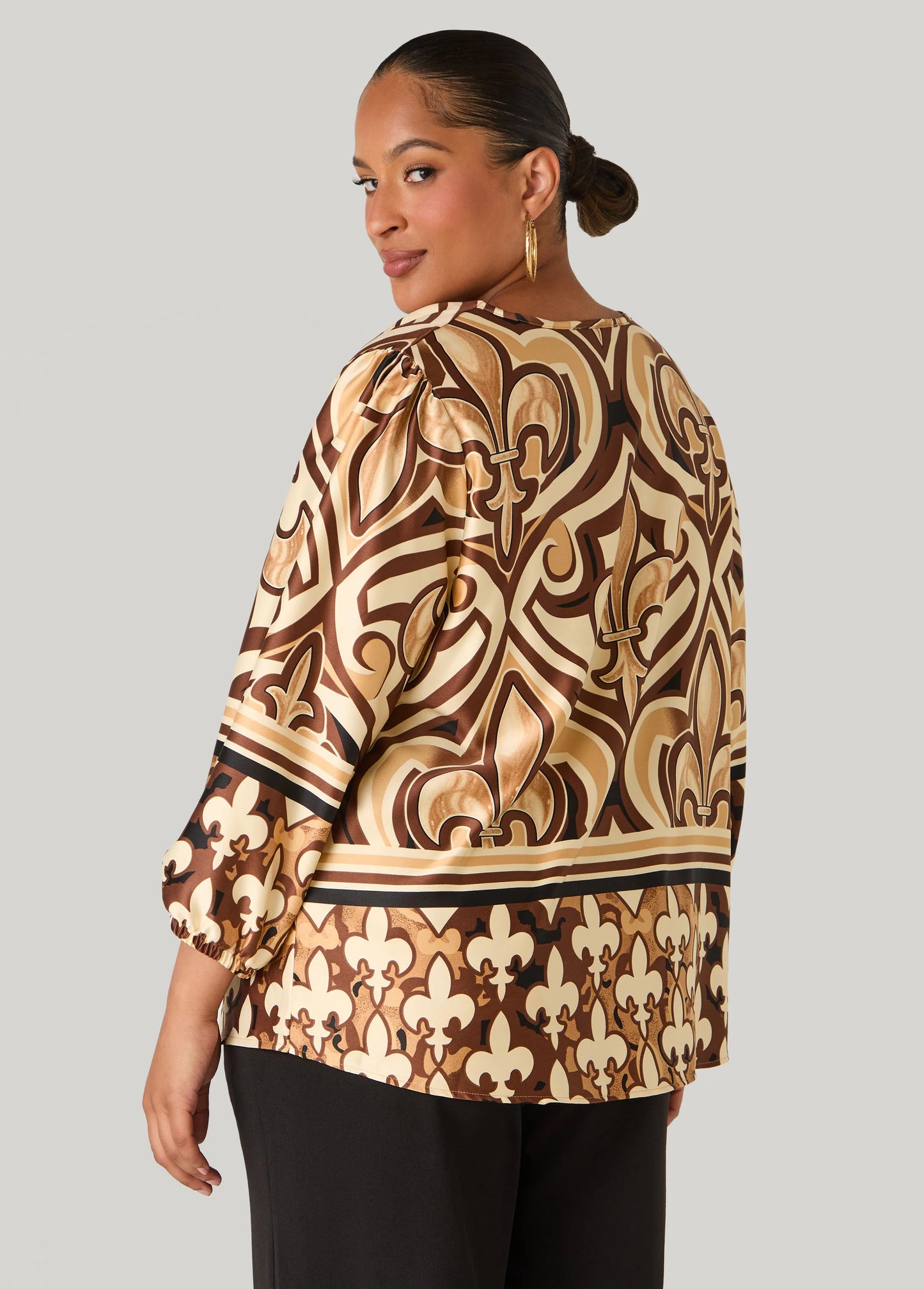 Fleur De Lis Cowl Neck Blouse