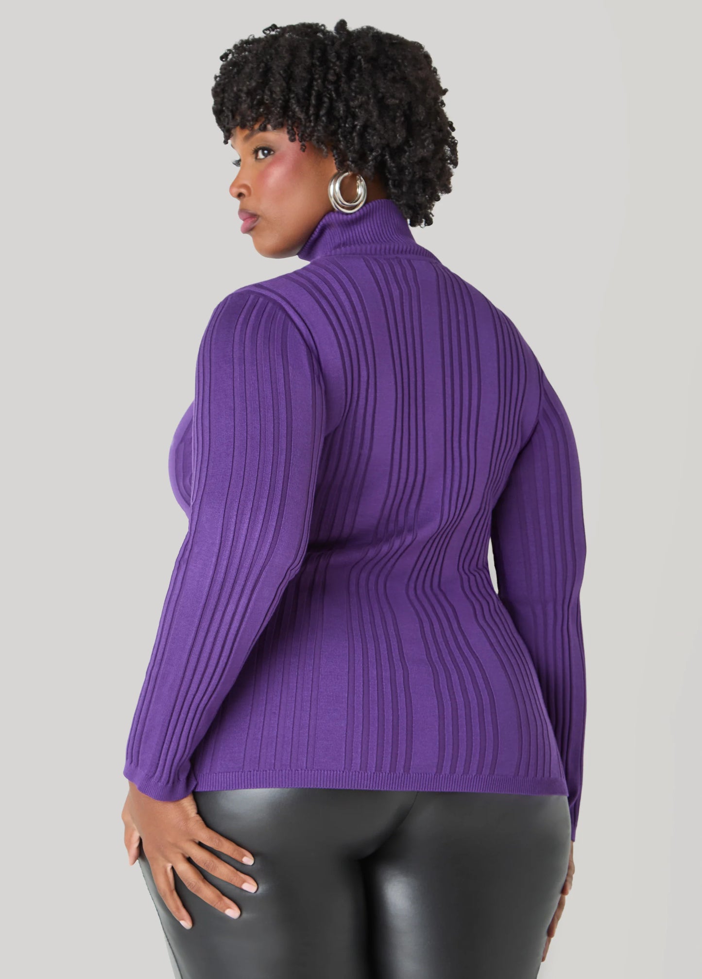 Ribbed Turtleneck Pullover Sweater