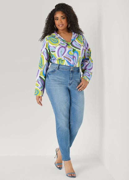Swirl Print Collared Shirt