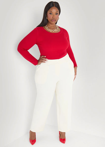 Ribbed Knit Crewneck Sweater