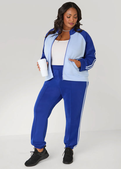 Two Tone Striped Track Jacket