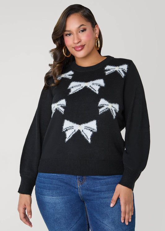 Faux Pearl Bow Sweater