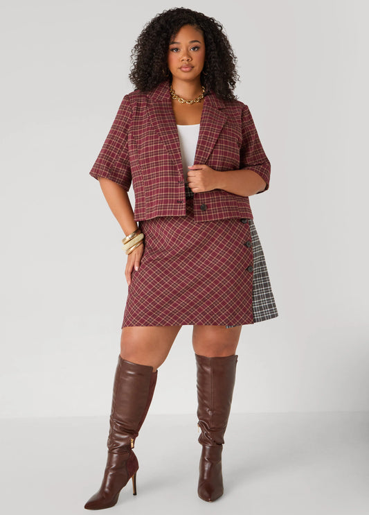 Cropped Plaid Blazer