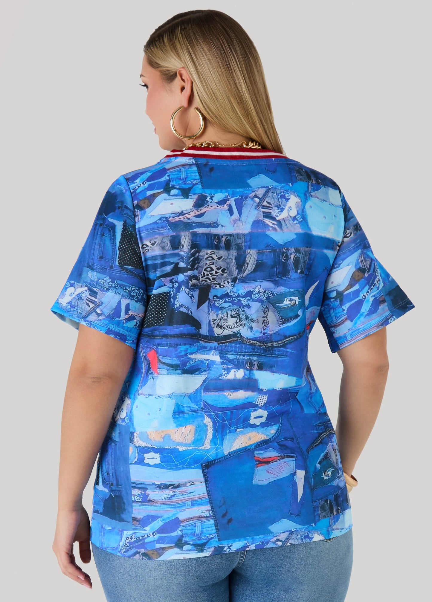 Patchwork Denim Print Jersey