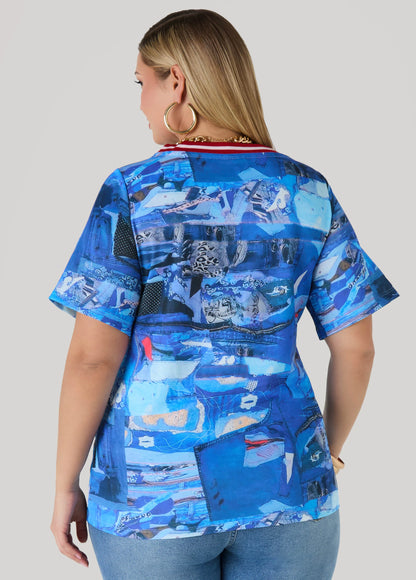 Patchwork Denim Print Jersey