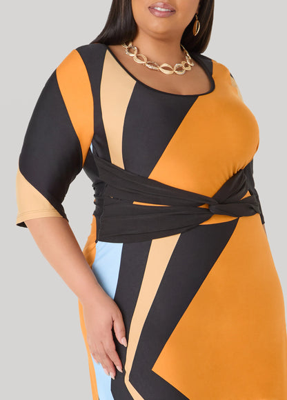 Knotted Geo Print Maxi Dress