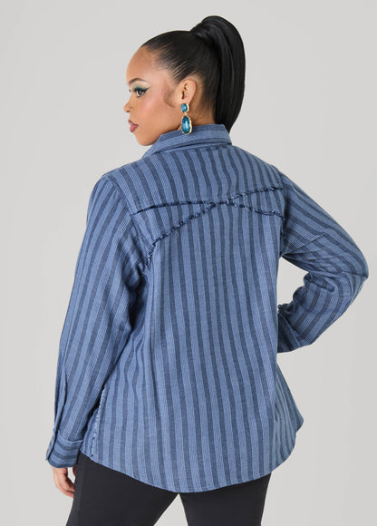 Frayed Striped Shirt