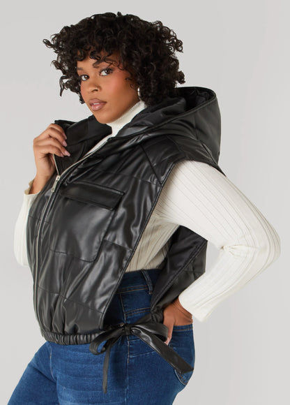 Faux Leather Open Side Vest
