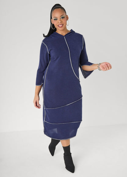 Seam Detailed Hooded Midaxi Dress