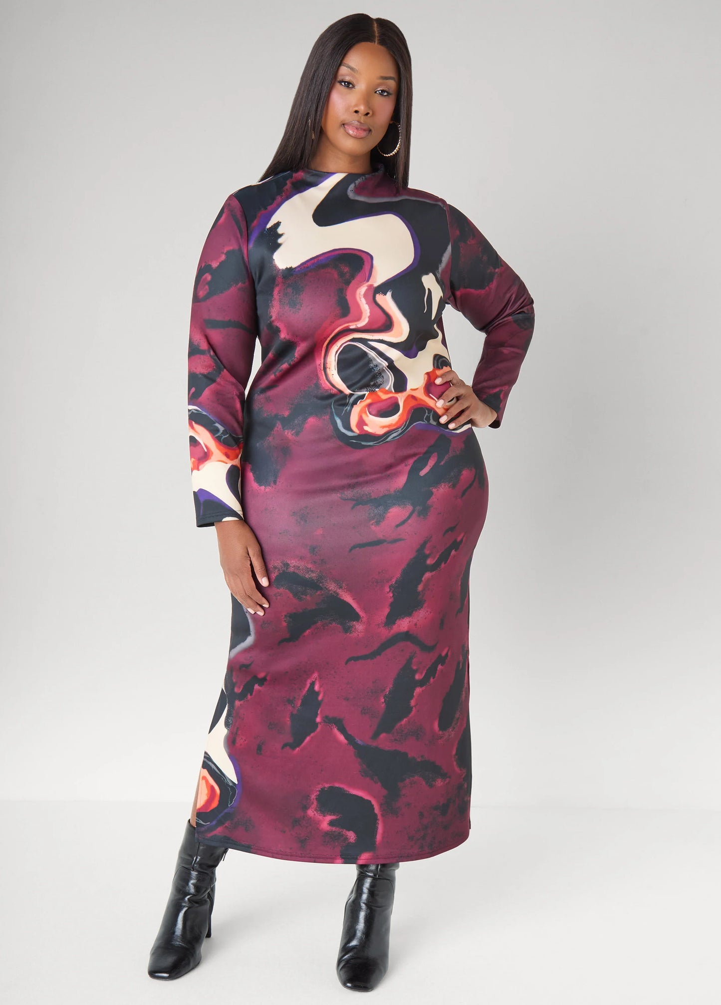 Watercolor Print Maxi Dress