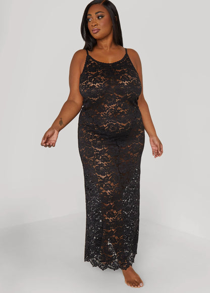 Floral Lace Lingerie Gown