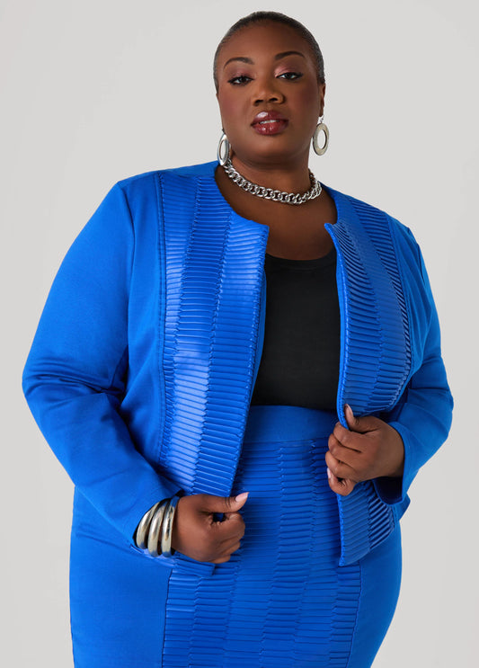 Pleated Faux Leather Ponte Jacket