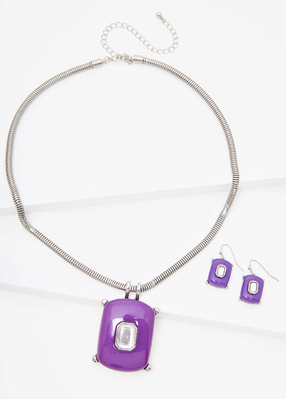 Stone And Crystal Necklace Set
