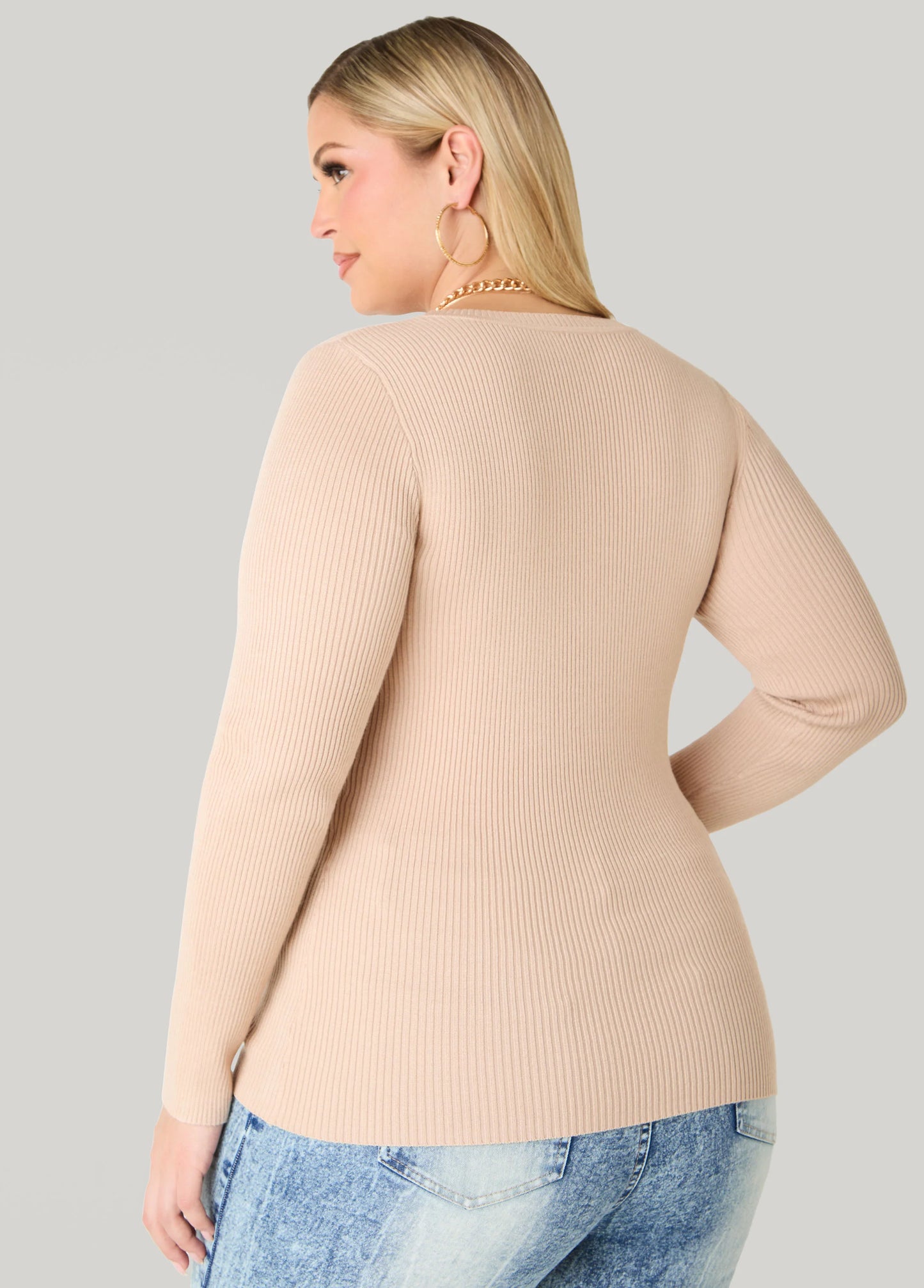 Ribbed Scoop Neck Sweater