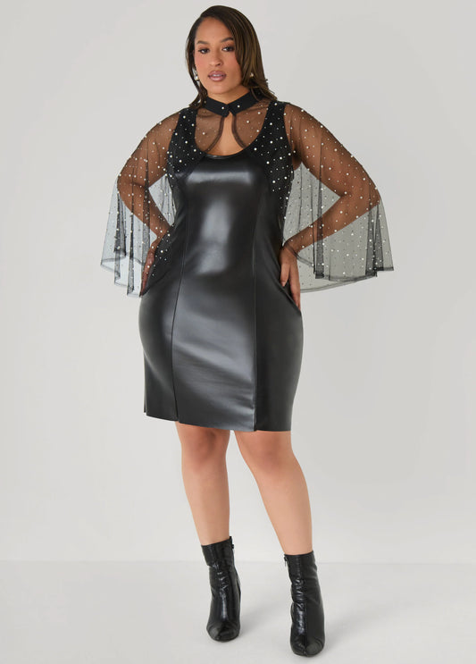 Crystal And Faux Pearl Mesh Capelet
