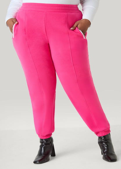 Mid Rise Piped Fleece Joggers