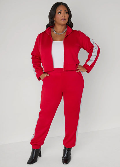 Metallic Paneled Track Jacket