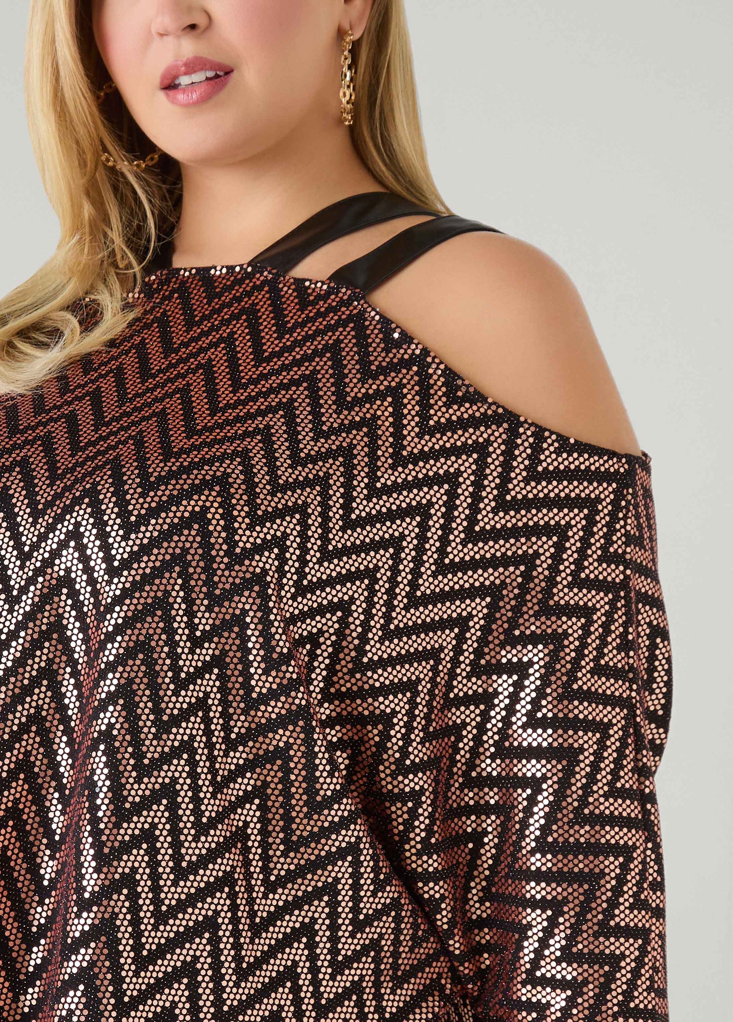 Cold Shoulder Metallic Top