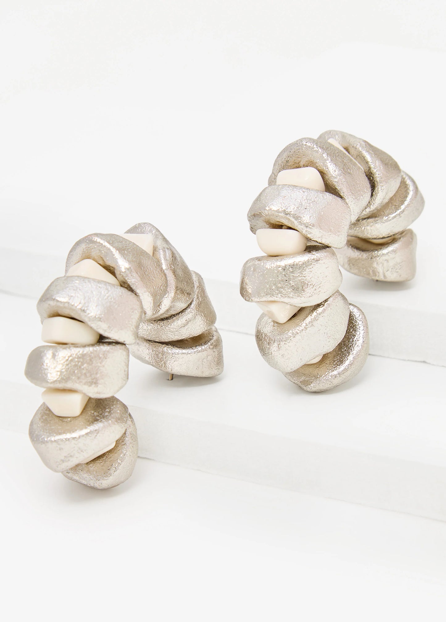 Silver And Stone Hoop Earrings