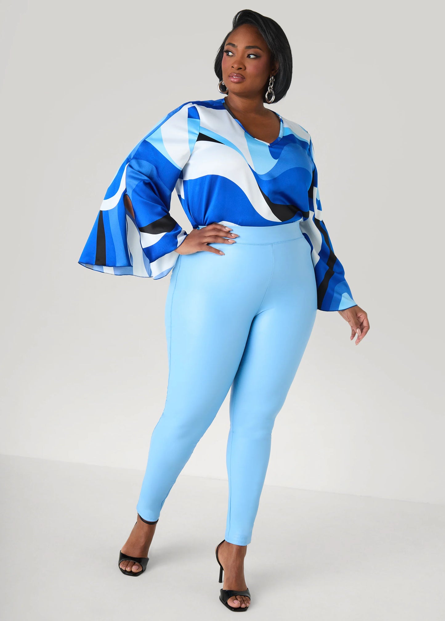 Swirl Print Satin Blouse