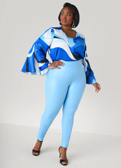 Swirl Print Satin Blouse