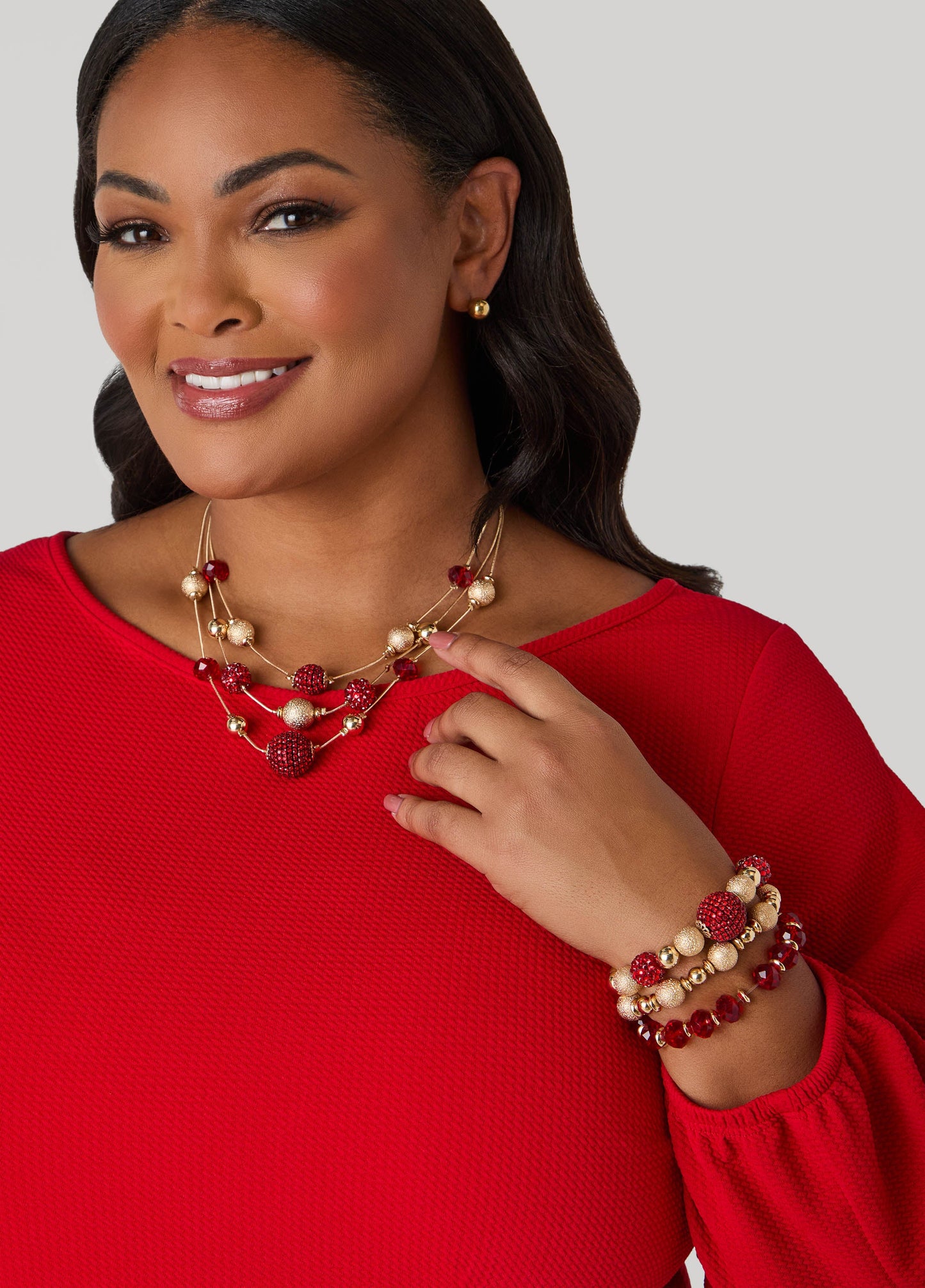 Layered Bead And Crystal Necklace