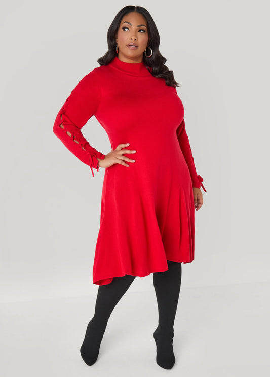 Lace Up Sweater Dress