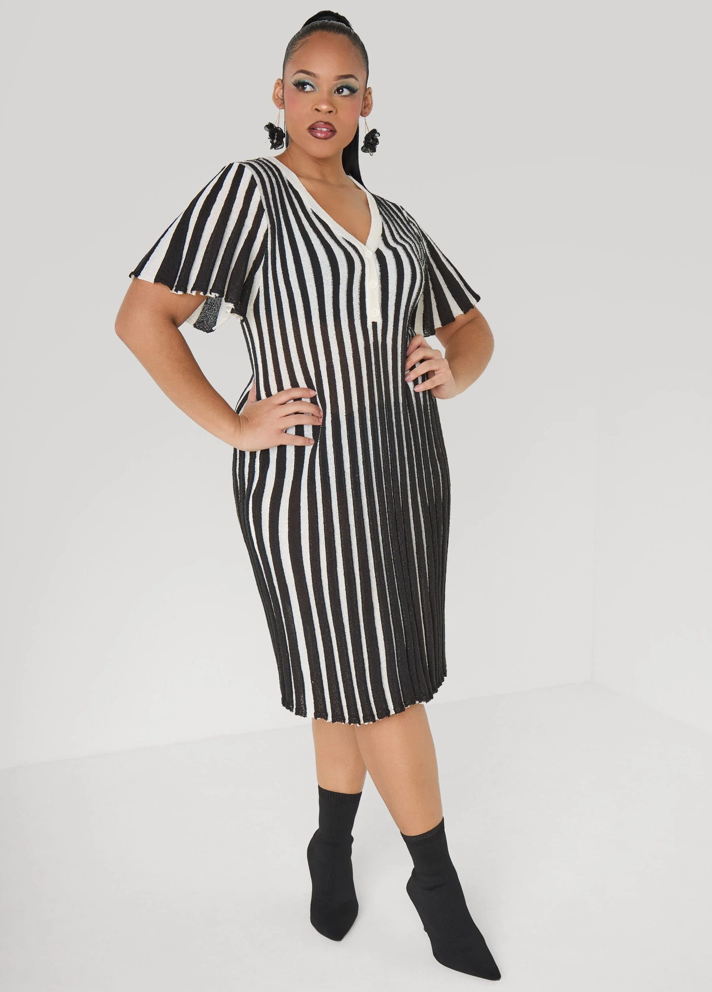 Striped A Line Sweater Dress