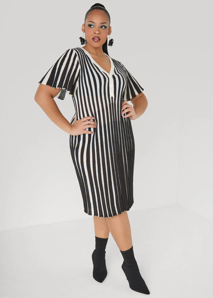 Striped A Line Sweater Dress