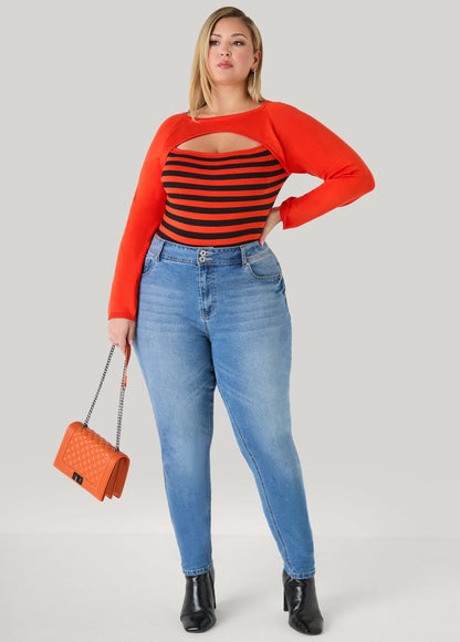 Striped Cutout Sweater