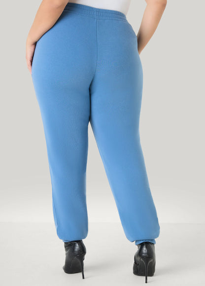 Mid Rise Piped Fleece Joggers