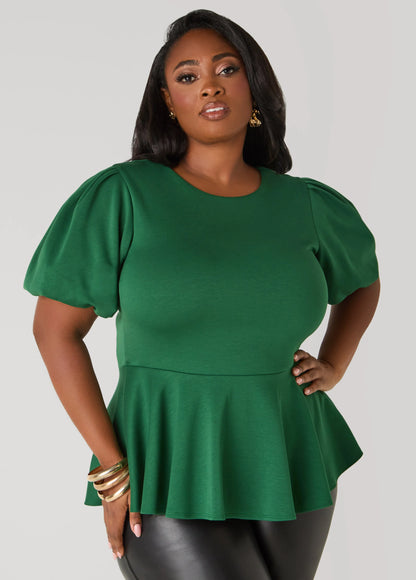 Puff Sleeve Peplum Top