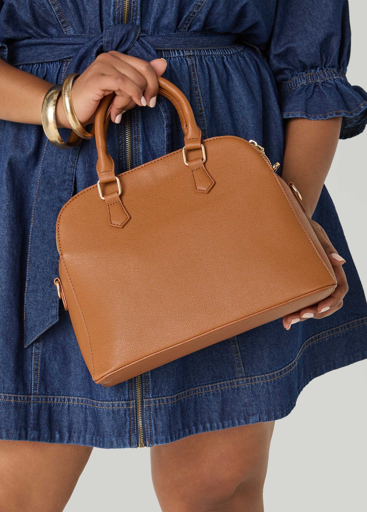 Faux Leather Satchel