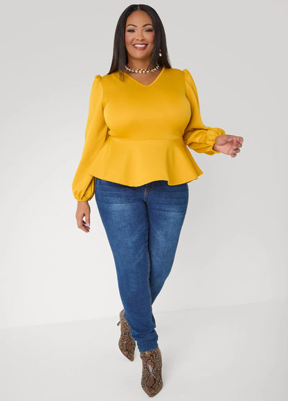 Puff Sleeved Peplum Top