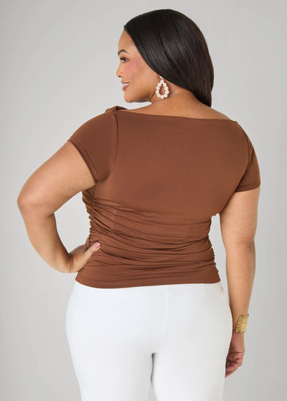 Ruched Cowl Neck Top