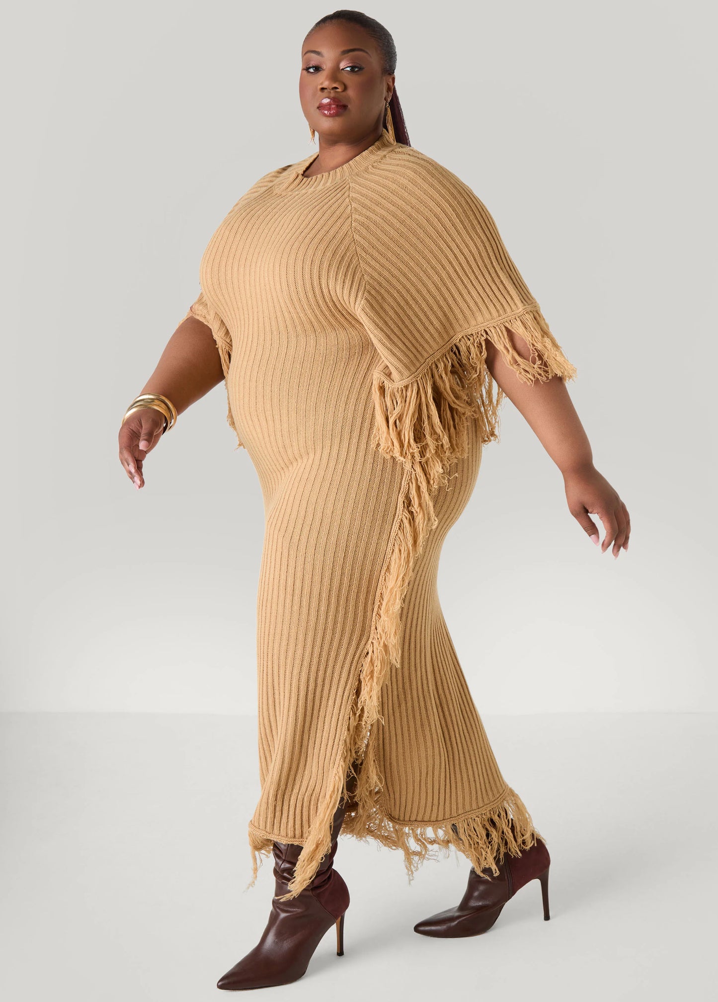 Fringed Maxi Sweater Dress