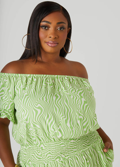 Off The Shoulder Swirl Romper