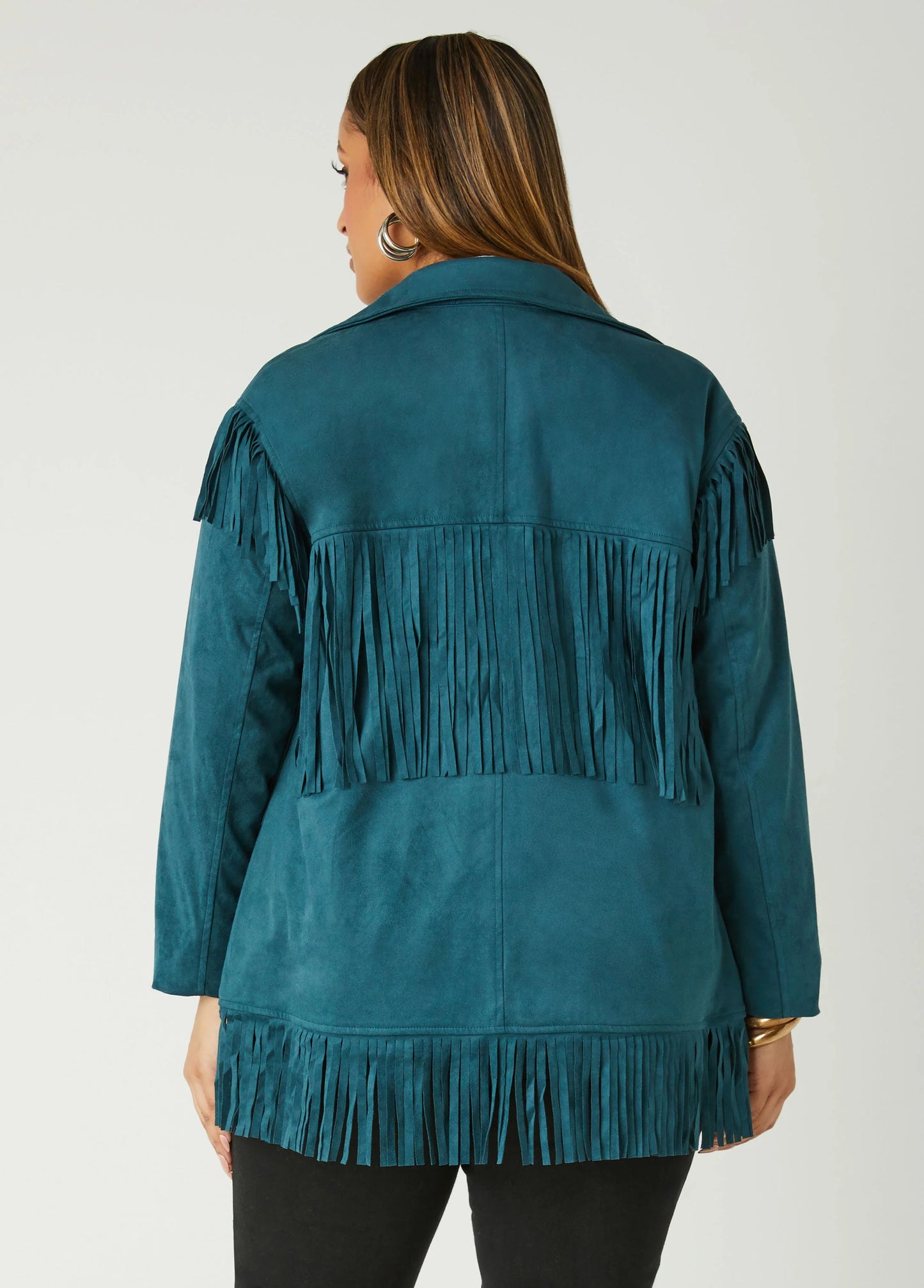 Fringed Faux Suede Jacket