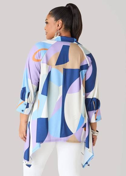 Abstract Print Sharkbite Shirt