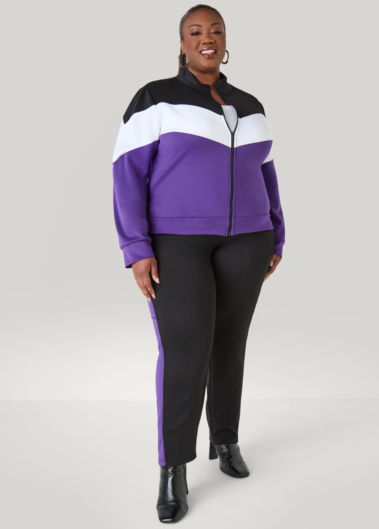 Zip Front Colorblock Track Jacket