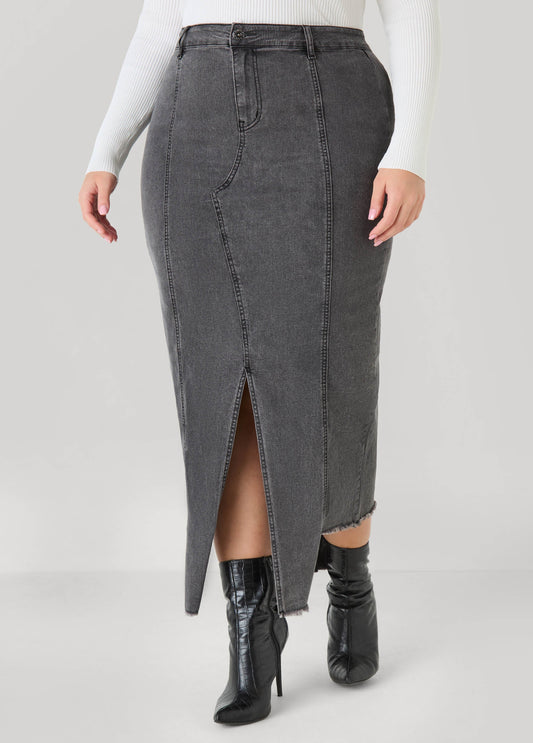 Sharkbite Denim Maxi Skirt