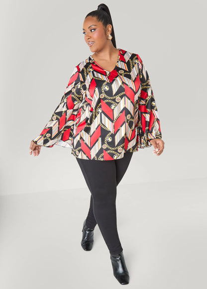 Chain Print Satin Blouse