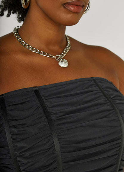 Strapless Ruched Mesh Corset Top