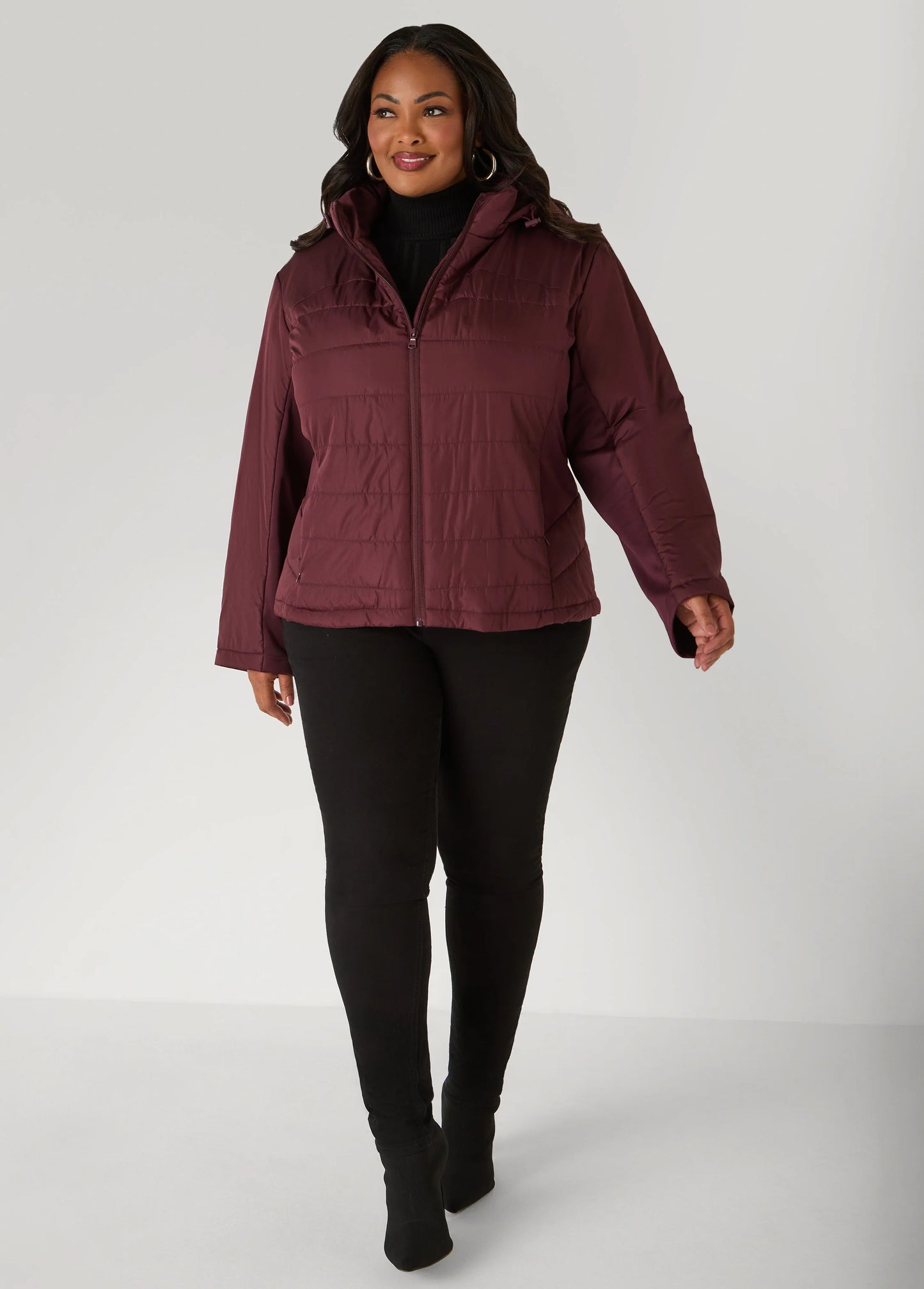 Knit Paneled Hooded Jacket