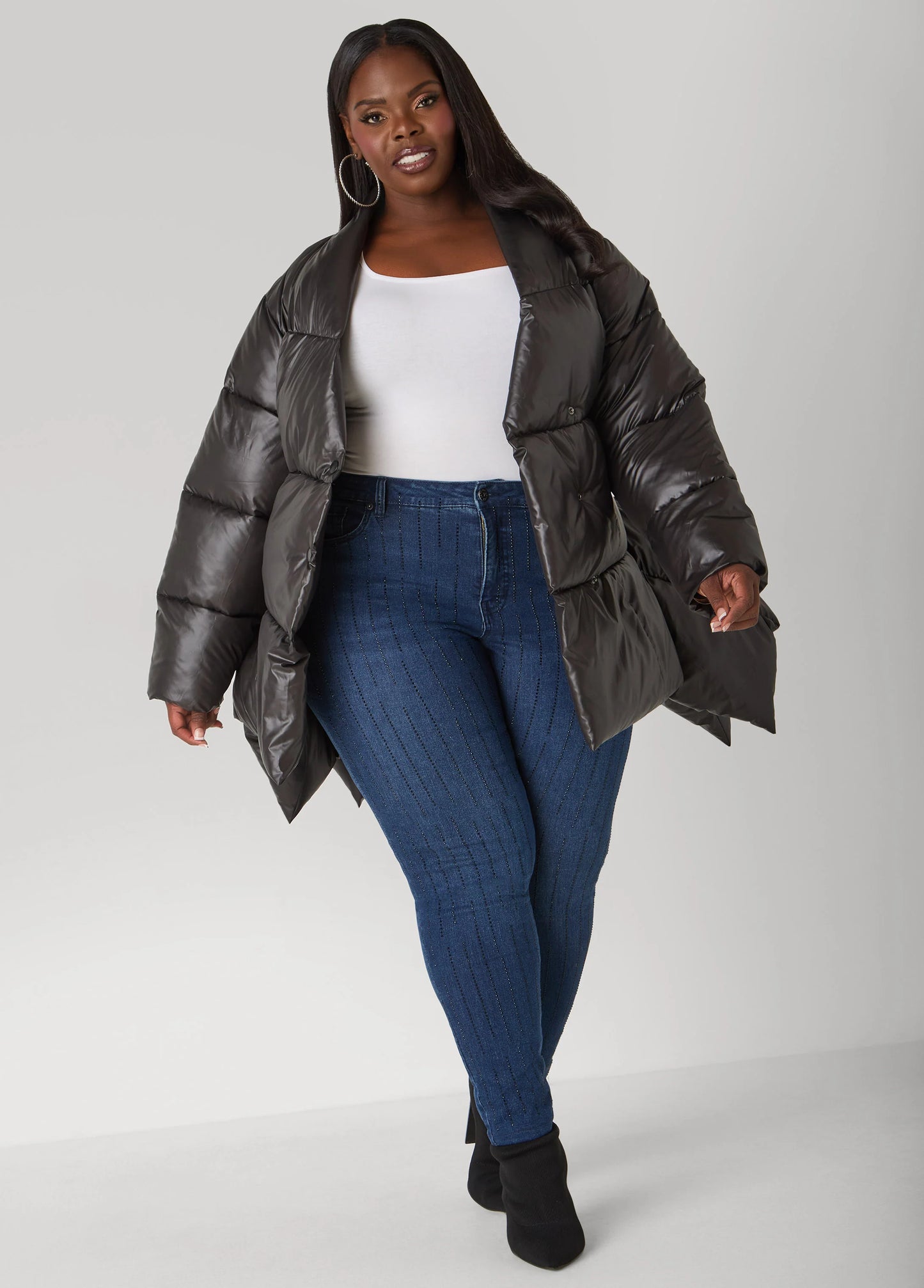 Asymmetric Belted Puffer Jacket