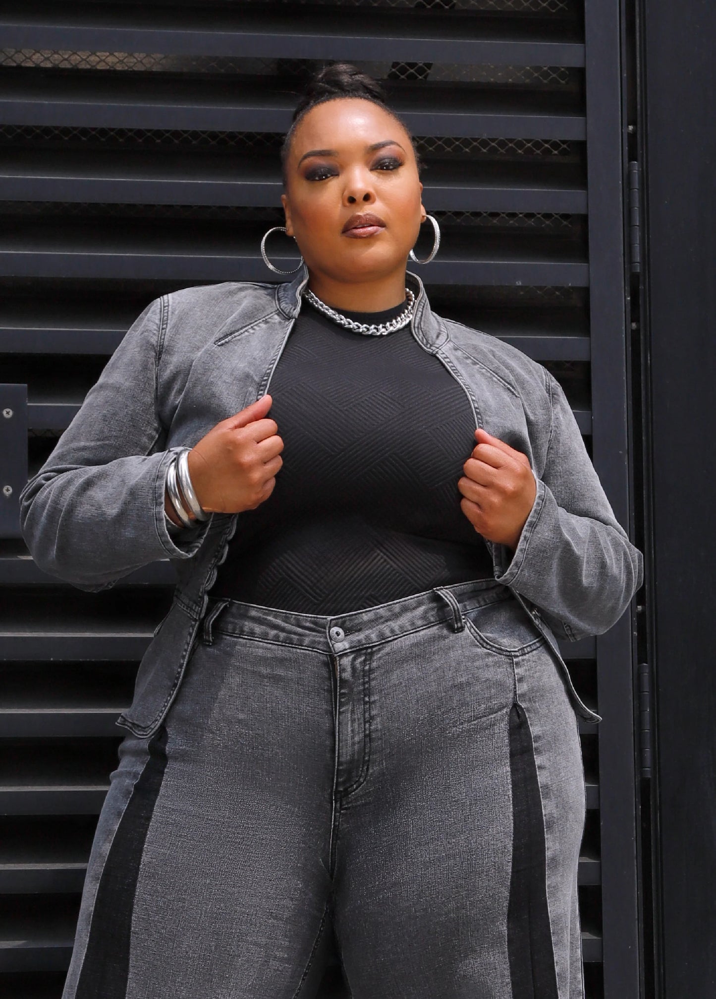 Belted Stonewash Denim Jacket